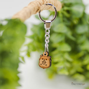 Cute Hamster Wooden Keychain