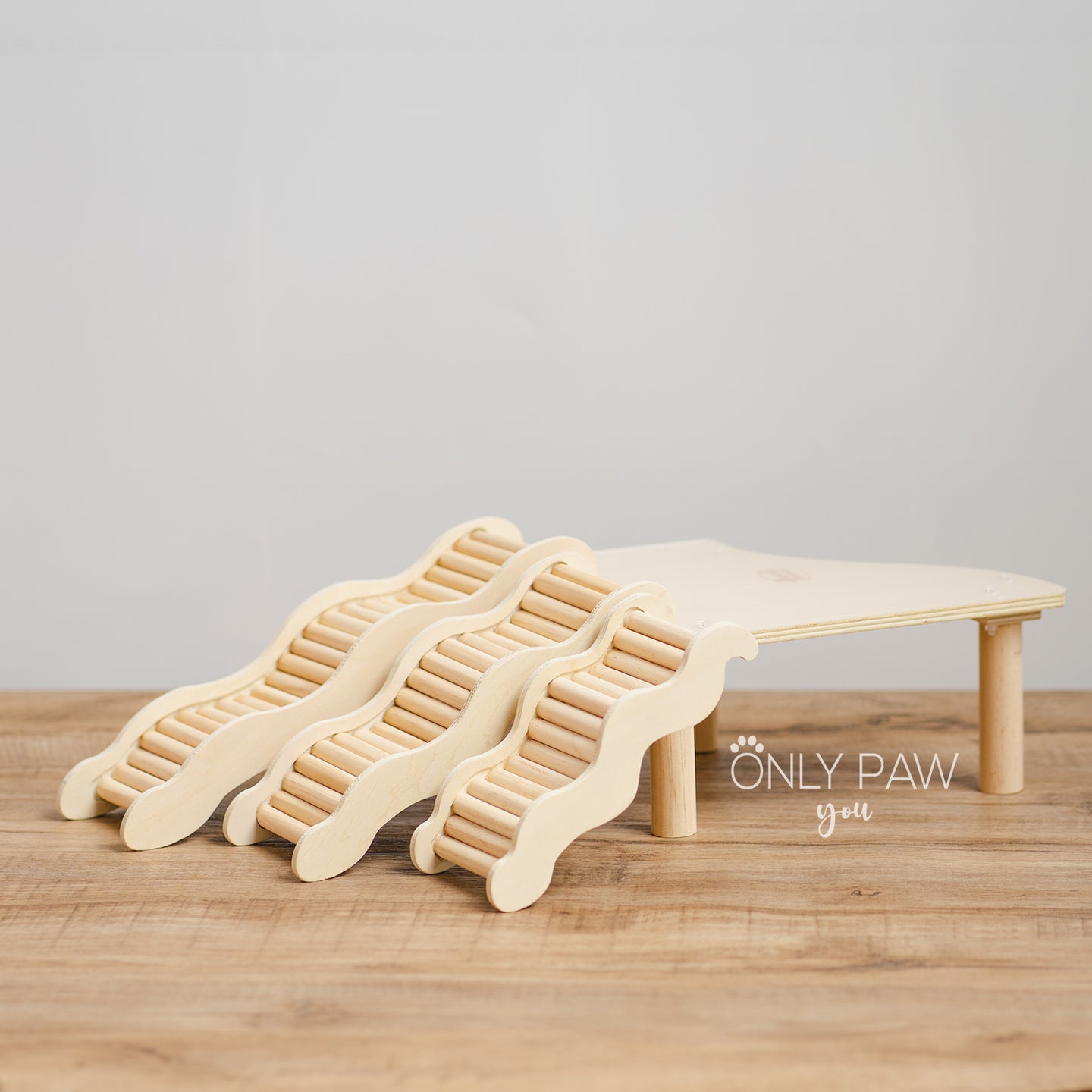 Double Wavy Wooden Stairs for Hamsters