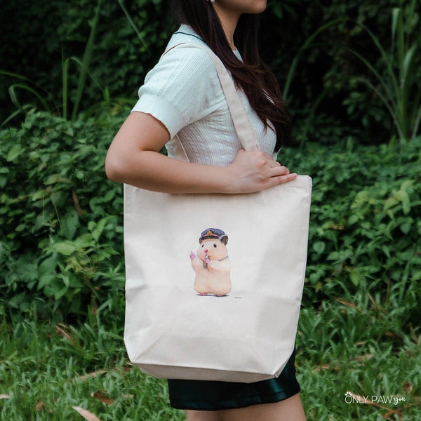 Load image into Gallery viewer, Sukeroku Hamster Tote Bag: Train Station Master
